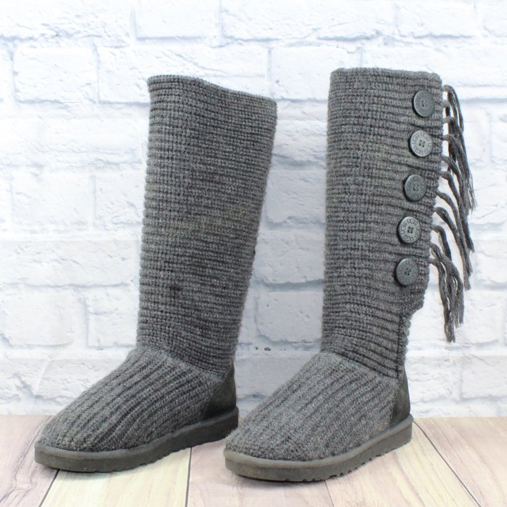 UGG Australia Gray Knit Sweater Classic Cardy Tall Boots Size US 7 - Picture 2 of 12